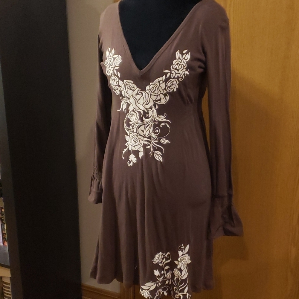 Rock & roll cowgirl brown embroidered dress nwt ❤